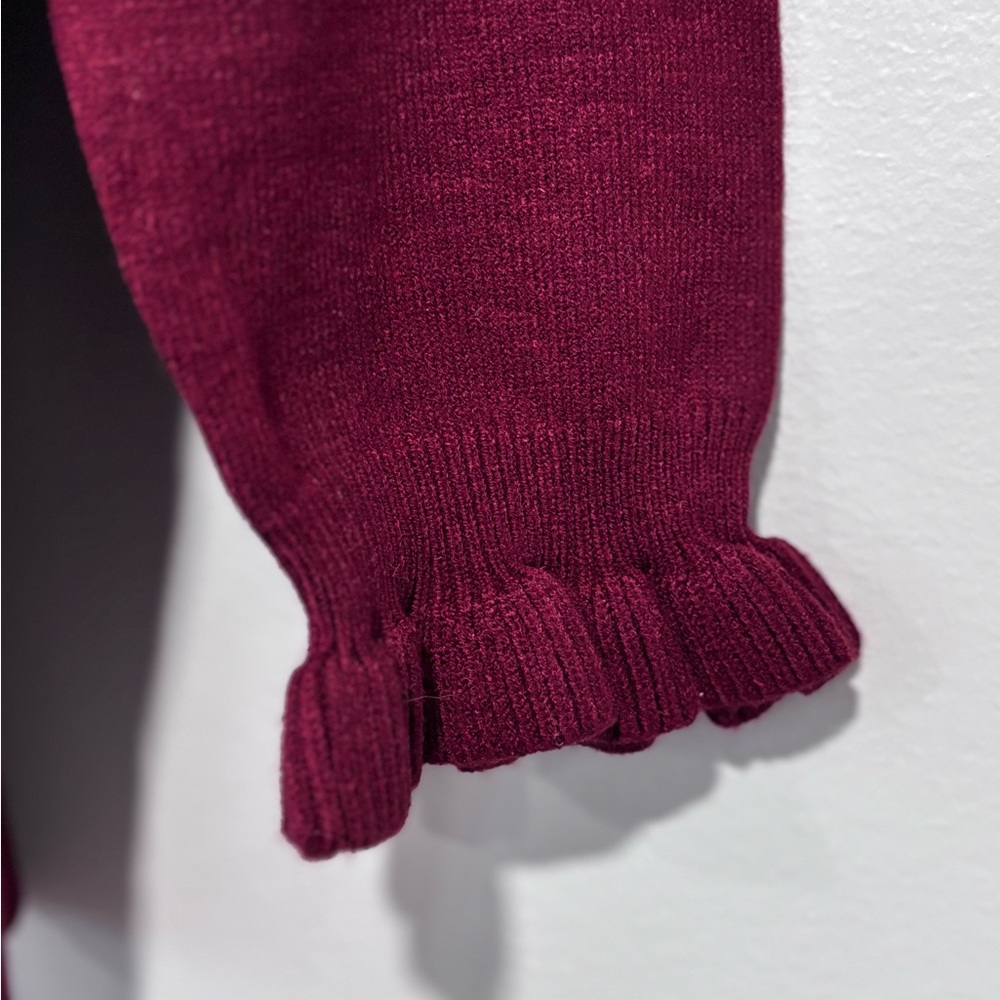 Red Ruffled Button Sweater - Picture 2 of 4